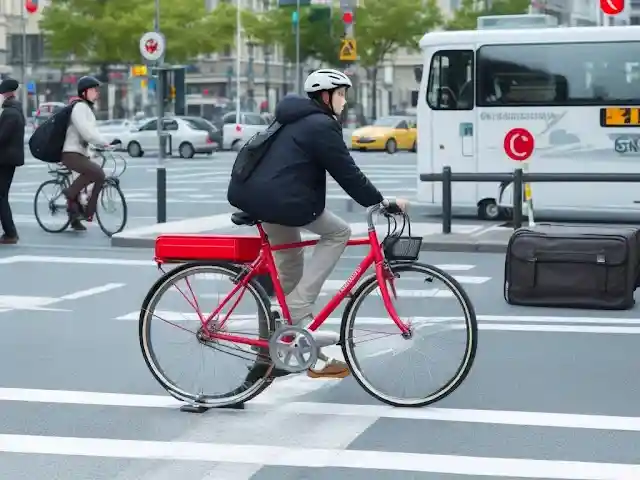 Ride a Bicycle in a Pedestrian Crossing