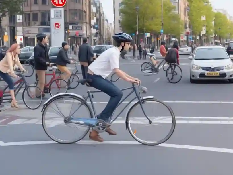 Ride a Bicycle in a Pedestrian Crossing